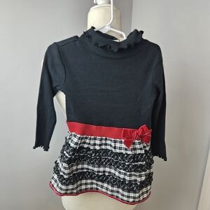 Stylish Kids Dress with Black Top and Red Accent